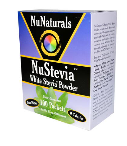White Stevia Powder, NuNaturals (100 Packets) - Click Image to Close