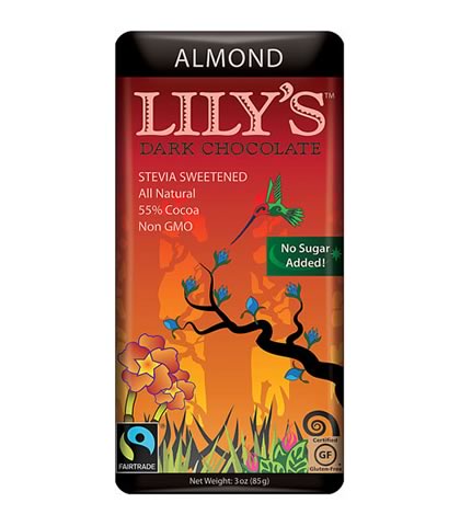 Dark Chocolate Almond Bar with Stevia, Lily's (85g) - Click Image to Close