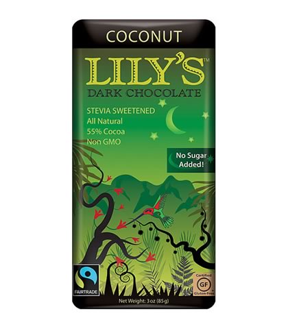 Dark Chocolate Coconut Bar with Stevia, Lily's (85g) - Click Image to Close