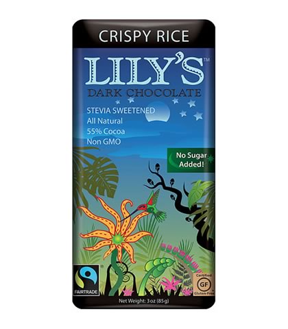 Dark Chocolate Crispy Rice Bar with Stevia, Lily's (85g) - Click Image to Close