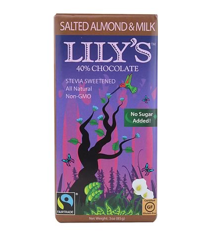 Milk Chocolate Salted Almond Bar with Stevia, Lily's (85g) - Click Image to Close